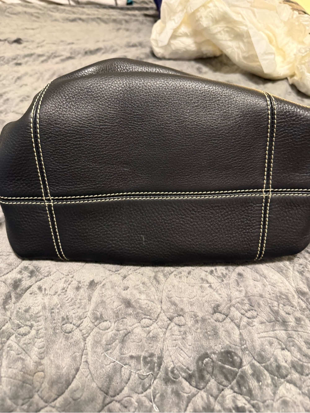 Black Leather Drawstring Bucket Bag - Picture 9 of 14